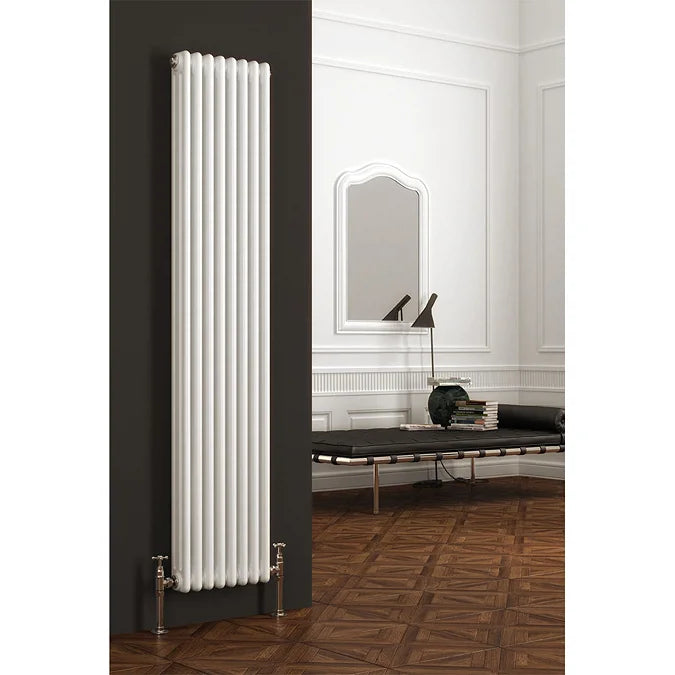Reina Colona Column Radiator 1800 x 380mm Double Panel - White Traditional Vertical