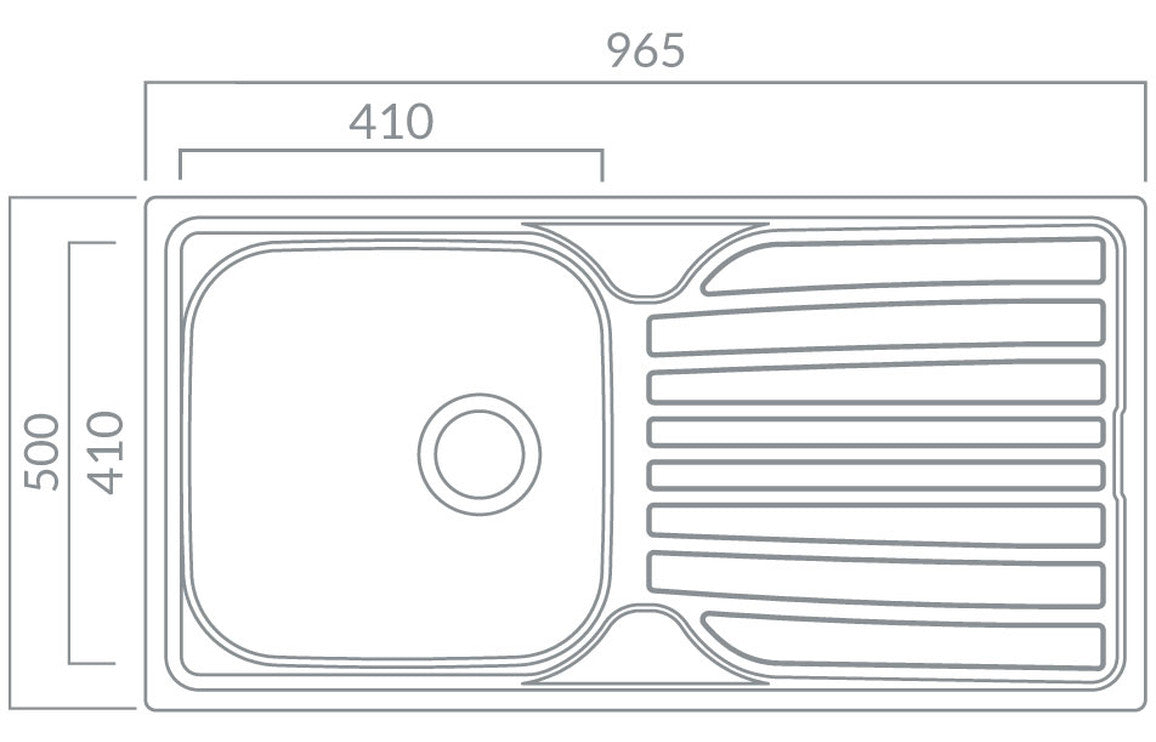 BSC Single Bowl Kitchen Sink - 965x500mm Inset Sink - St/Steel