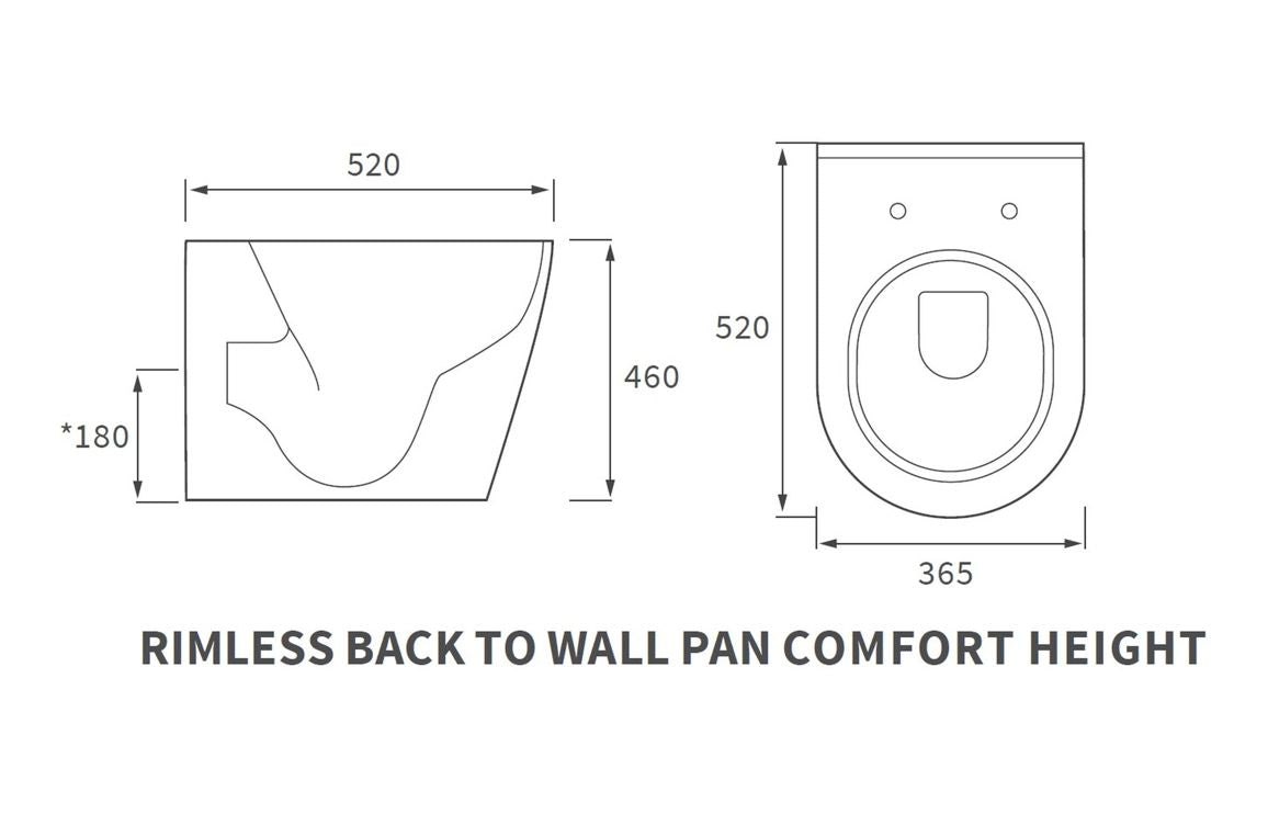 Cecilia Rimless Back To Wall WC & Soft Close Seat - Comfort Height