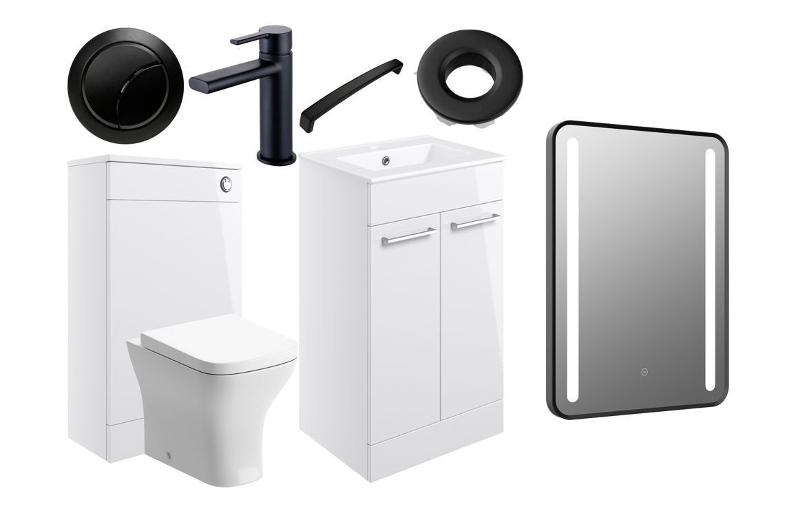 Howden Freestanding Complete Vanity Set - Various Colours w/Black Finishes