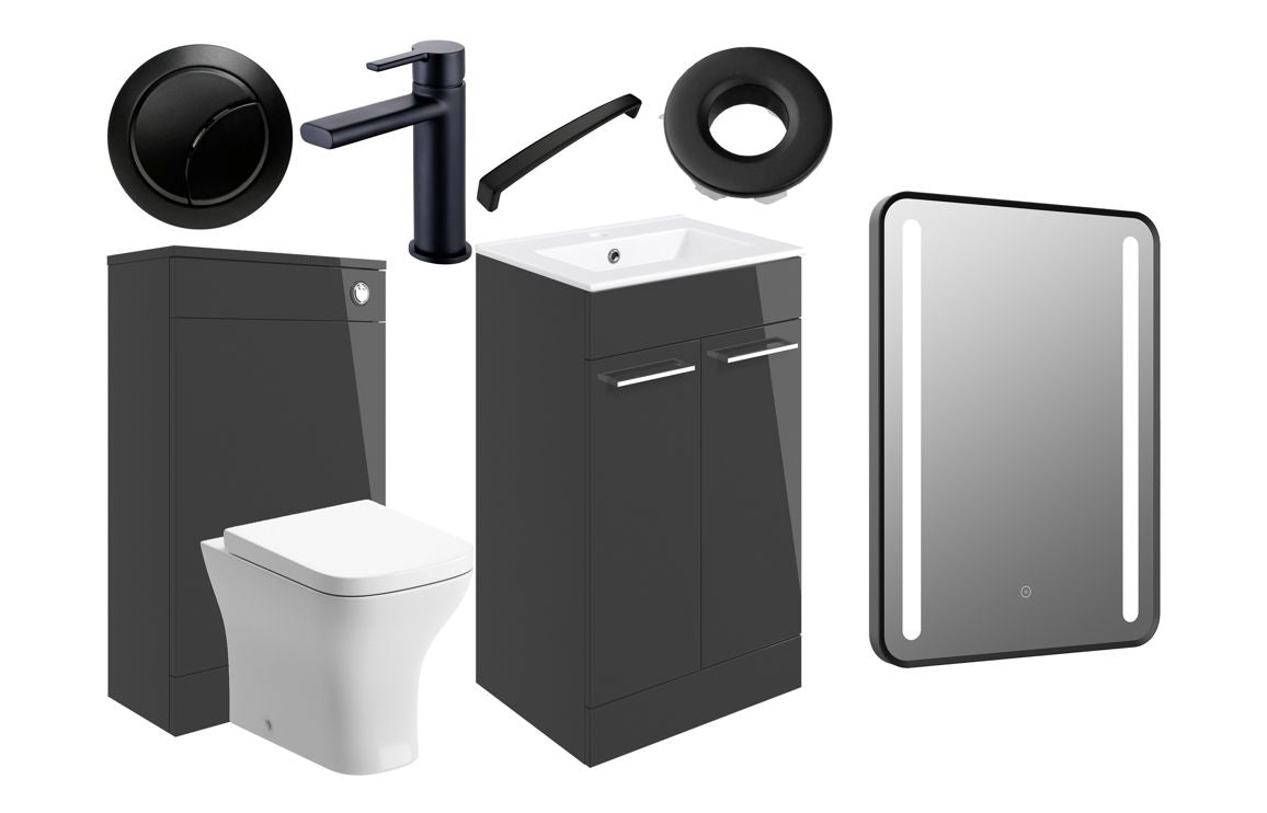 Howden Freestanding Complete Vanity Set - Various Colours w/Black Finishes