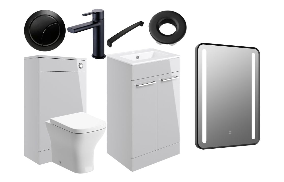 Howden Freestanding Complete Vanity Set - Various Colours w/Black Finishes