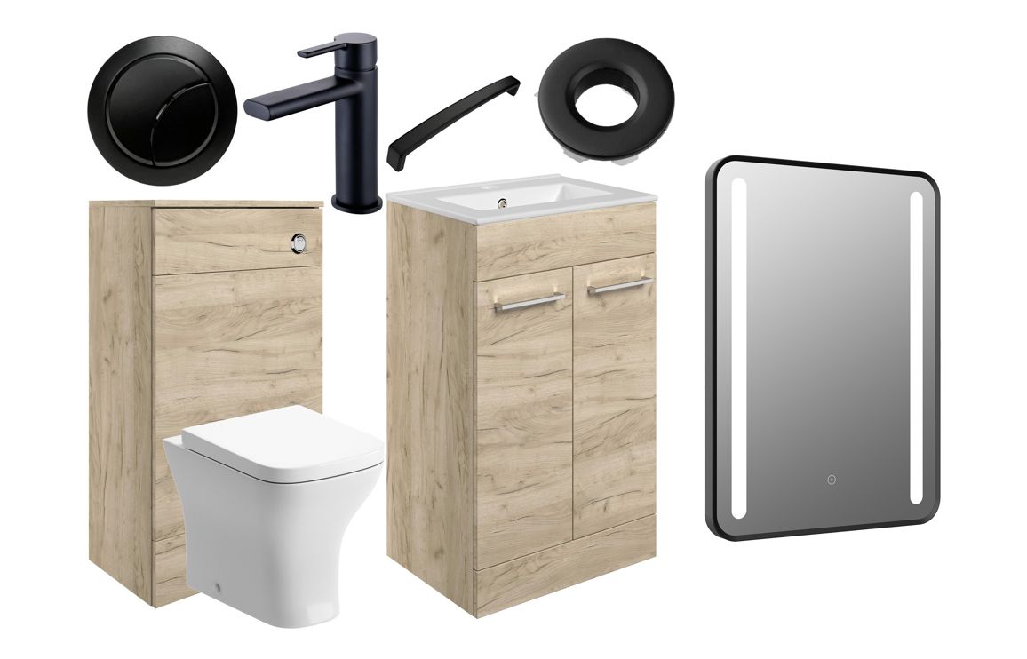 Howden Freestanding Complete Vanity Set - Various Colours w/Black Finishes