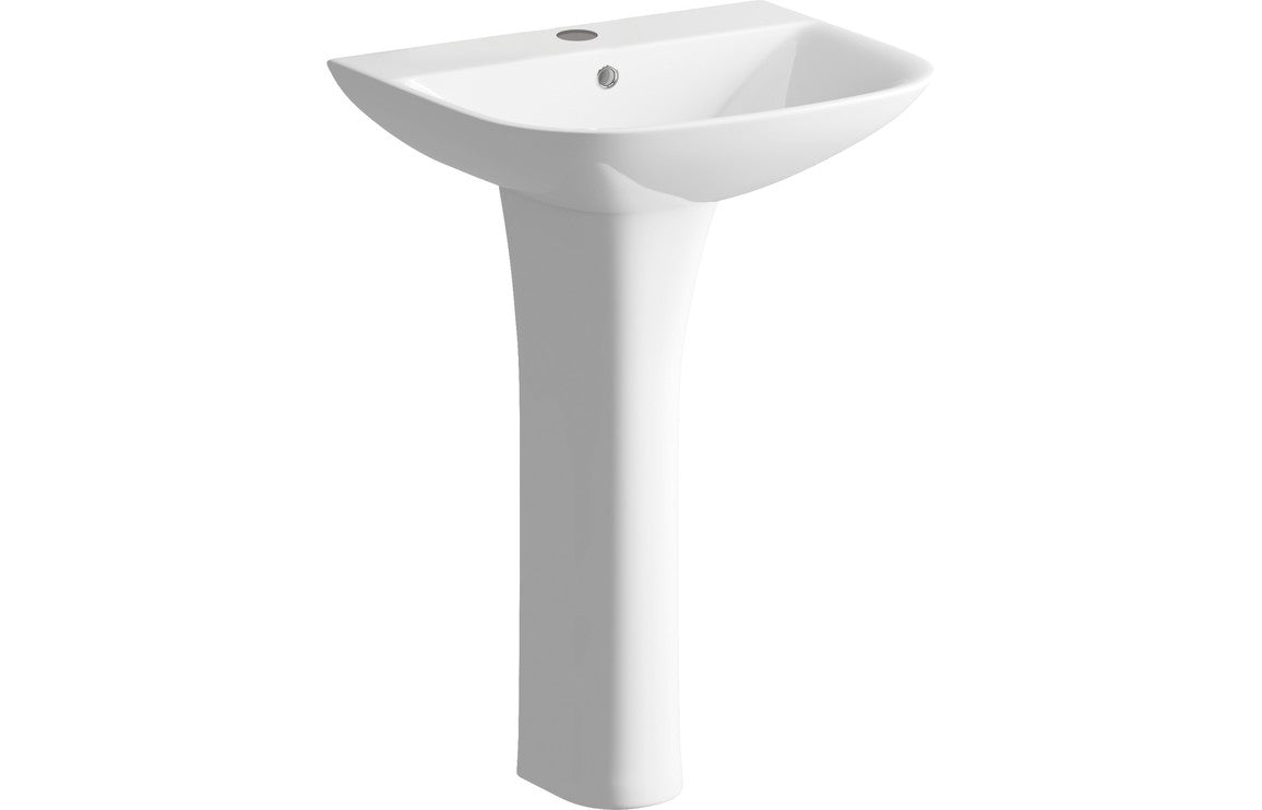 Clare 560x450mm 1TH Basin & Full Pedestal (Boxed)