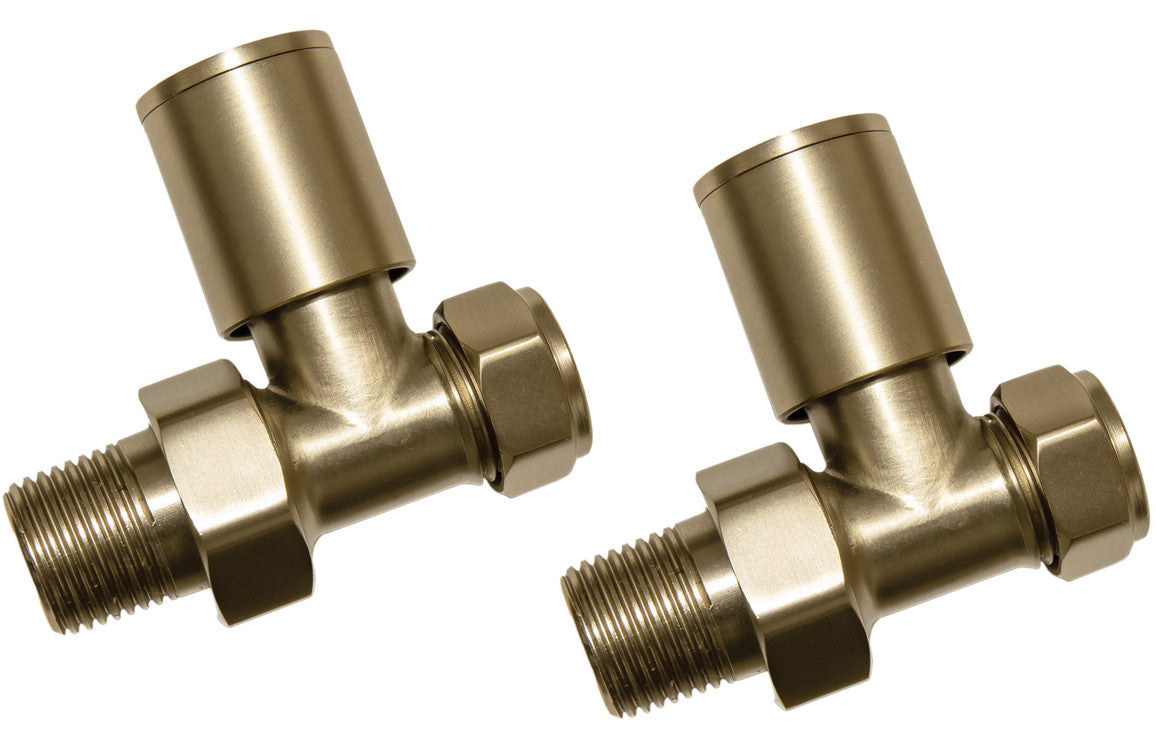 Manual Brushed Brass Radiator Valves - 3 valve types