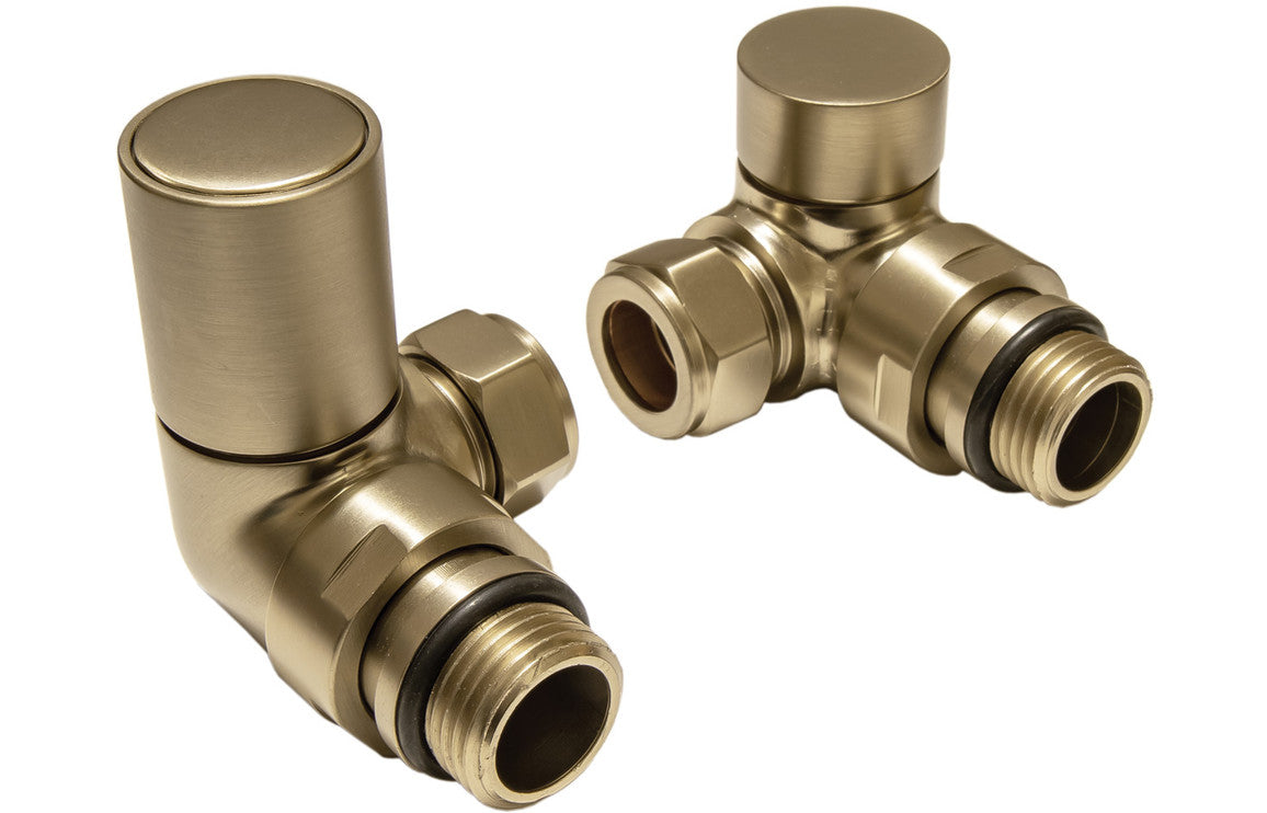 Manual Brushed Brass Radiator Valves - 3 valve types