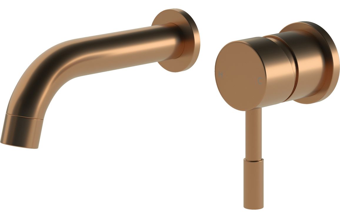 Pescara Wall Mounted Basin Mixer - Brushed Bronze