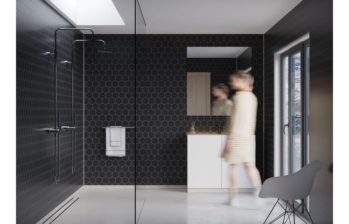 Fibo Urban - Black Silk (Hexagonal) Waterproof Wall Panel