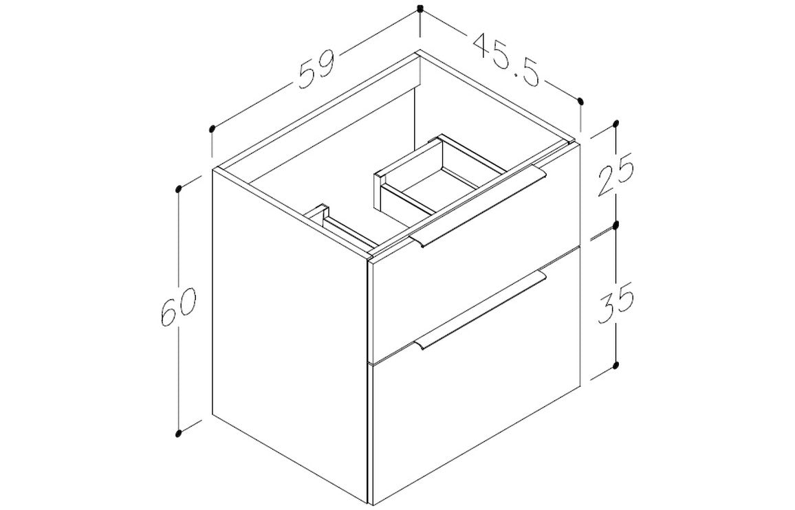Holyrood 610mm Wall Hung 2 Drawer Basin Unit & Basin