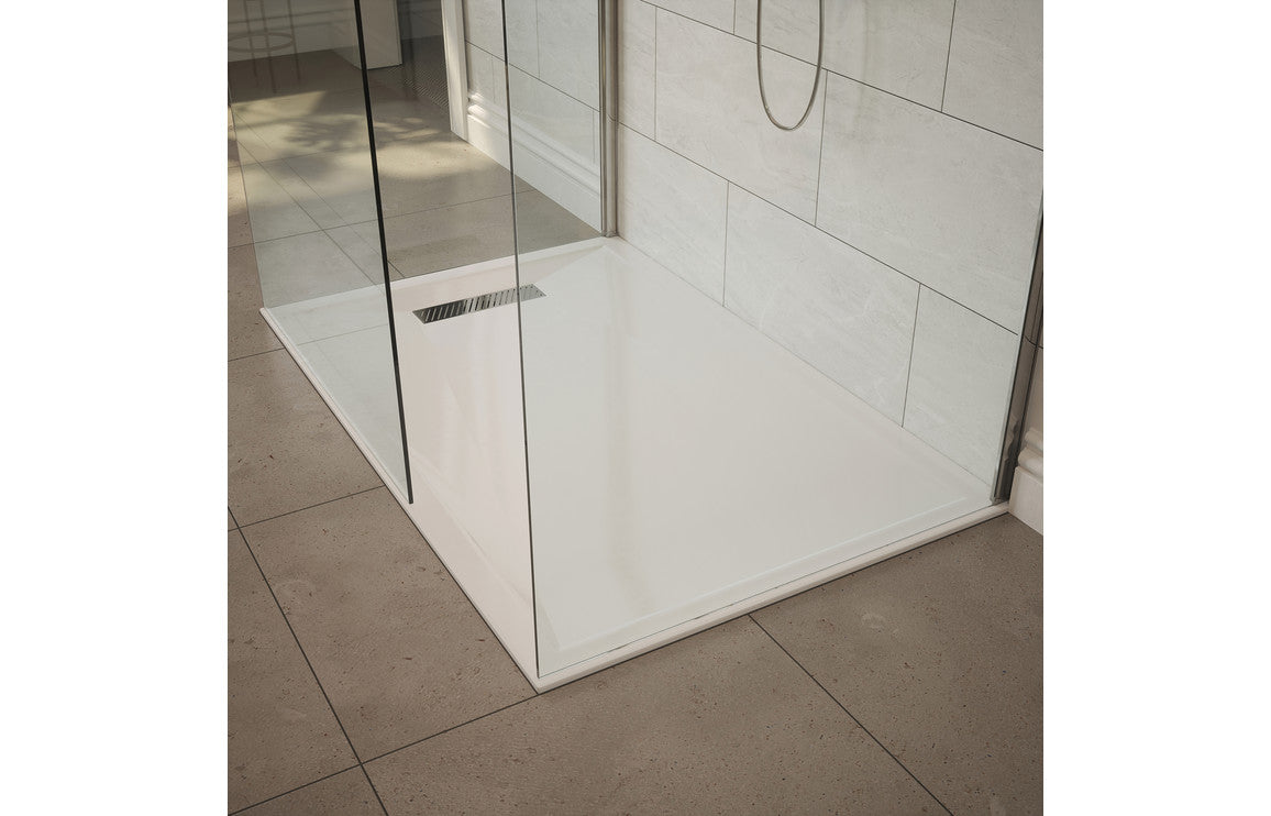 25mm Linear Slim Shower Tray and Waste - Premium Stone Resin