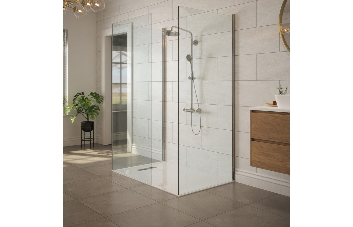 25mm Linear Slim Shower Tray and Waste - Premium Stone Resin