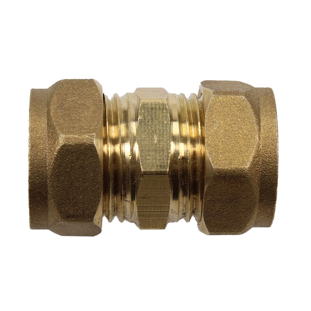 Compression 15mm Straight Coupler – Brass Pipe Connector for Copper Pipes