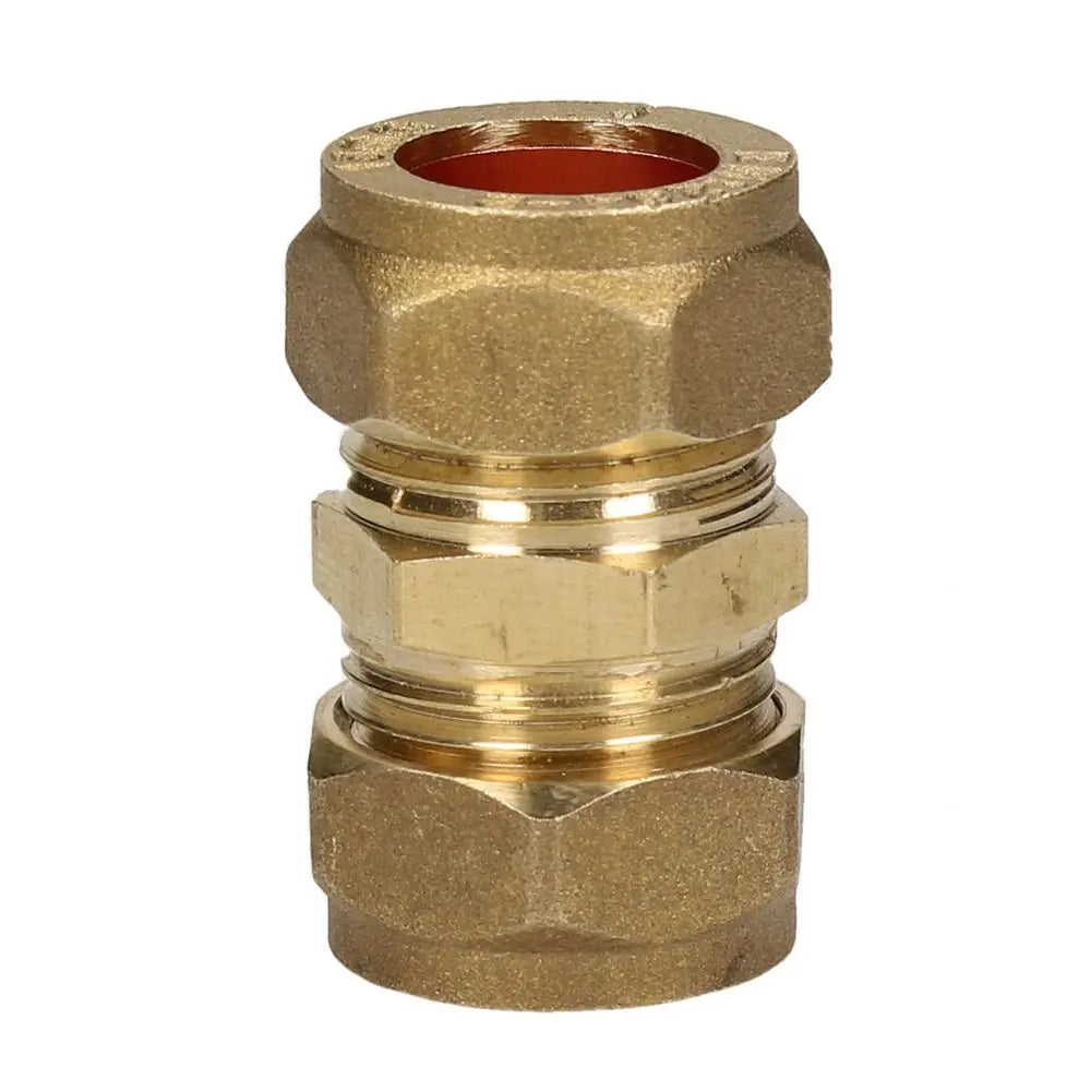 Compression 15mm Straight Coupler – Brass Pipe Connector for Copper Pipes