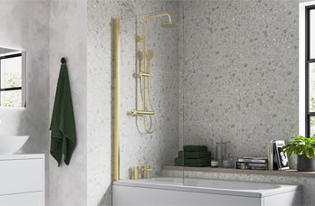 Brushed Brass Bath Shower Screen, lifestyle image 