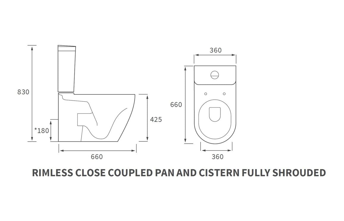 Cecilia Rimless Close Coupled Closed Back WC & Soft Close Seat