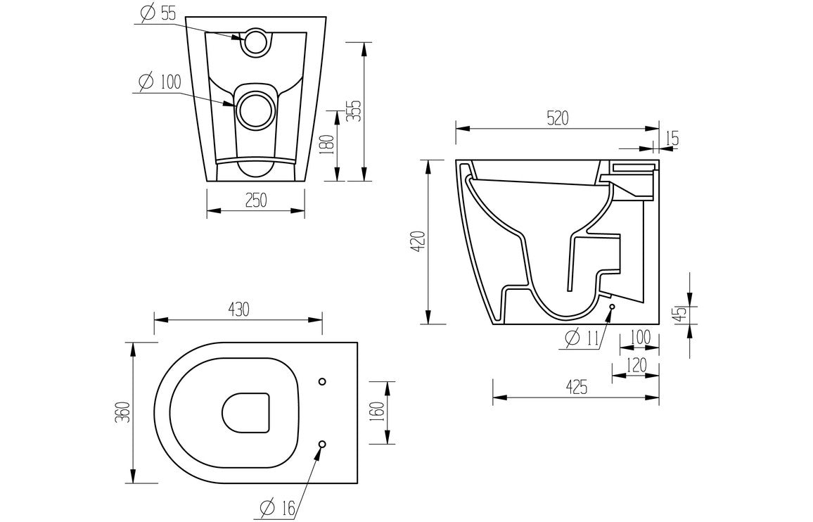 Cilantro Back To Wall WC & Soft Close Seat