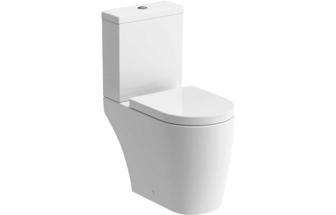 Cecilia Rimless Close Coupled Open Back WC & Soft Close Seat