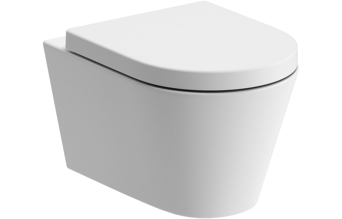 Cilantro Rimless Wall Hung WC & Soft Close Seat