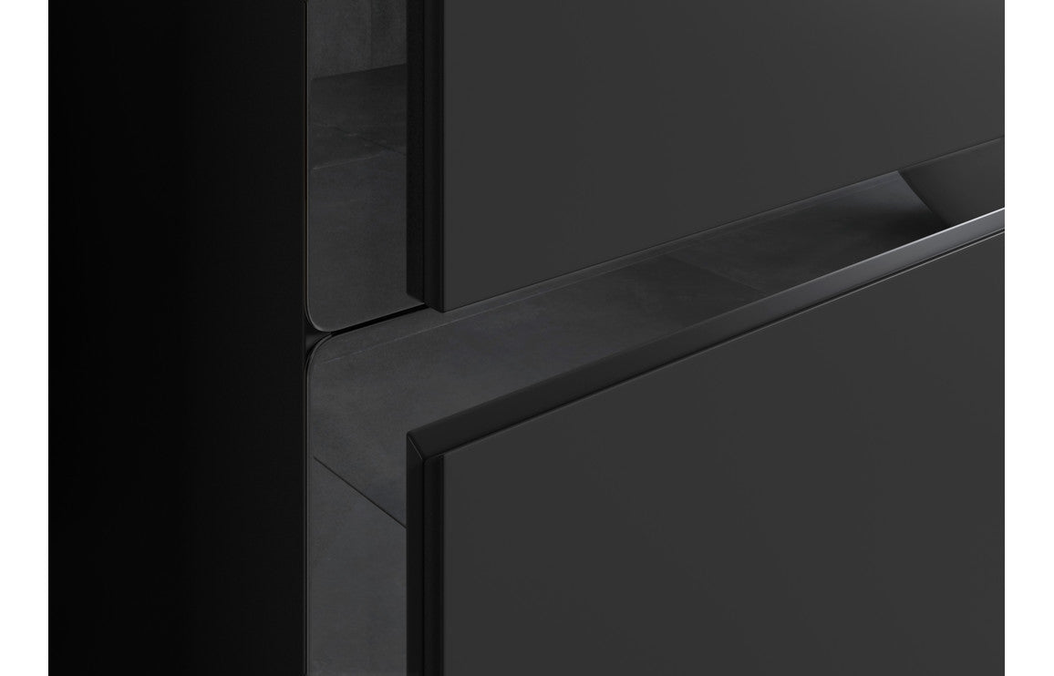 Contrast 605mm Wall Hung 2 Drawer Basin Unit & Co-ordinating Basin - Matt Black & Glass