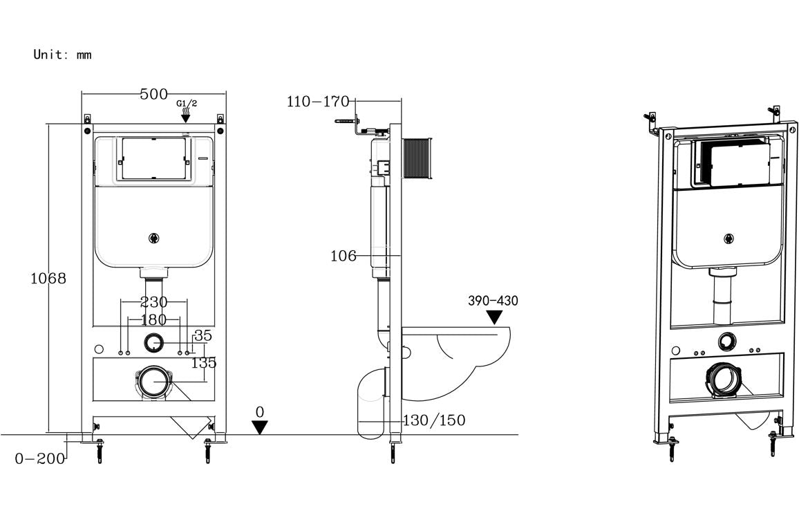 Wall Hung WC Frame with cistern