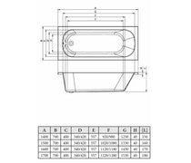 Single End 1700x700x400mm 0TH Bath w/Legs