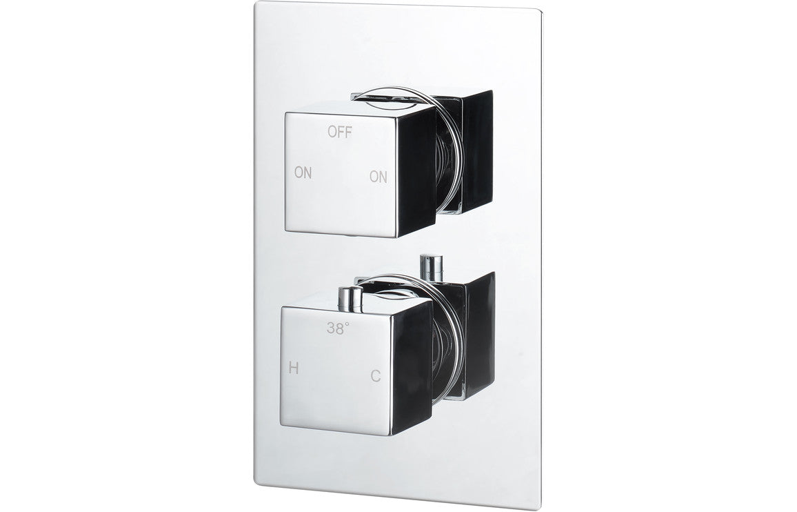 Twin outlet thermostatic shower valve, chrome