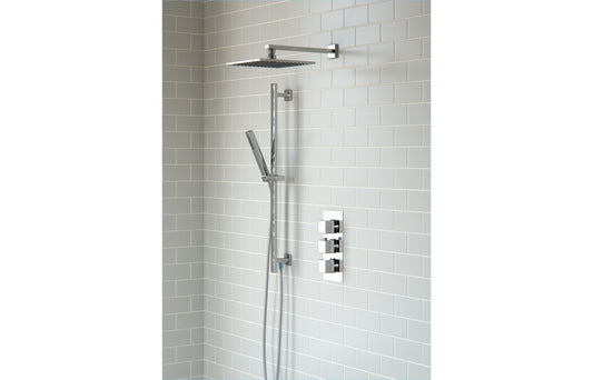 Shower Pack Concealed - Two Outlet Triple Shower Valve w/Riser & Overhead Kit - Chrome