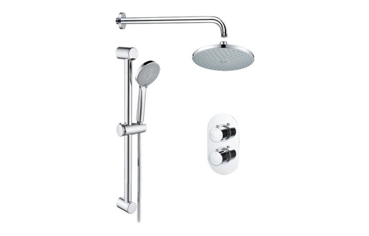 Round Concealed Valve Head & Arm Shower Pack - Chrome