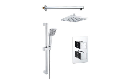 Square Concealed Valve Head & Arm Shower Pack - Chrome