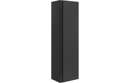 Contrast 350mm Wall Hung 1 Door Tall Unit - Matt Black & Glass