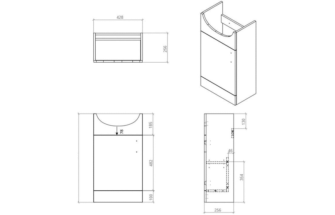 Knightsridge 450mm Floor Standing Basin Unit & Mirror Pack