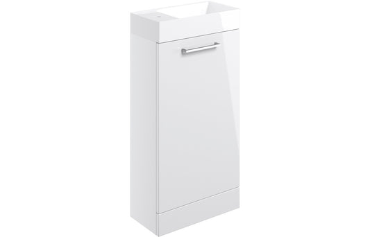 Howden 410mm Floor Standing 1 Door Basin Unit & Basin - White Gloss