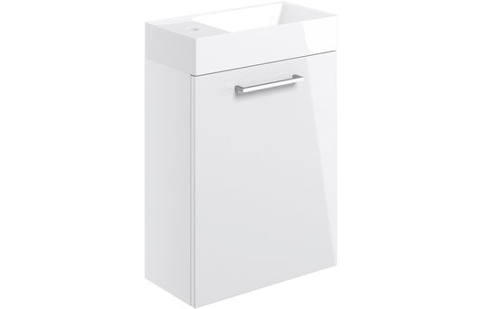 Howden 410mm Wall Hung 1 Door Basin Unit & Basin - White Gloss