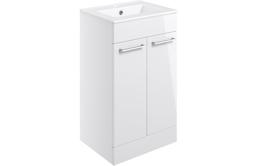 Howden 510mm Floor Standing 2 Door Basin Unit & Basin - White Gloss