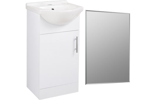 Knightsridge 450mm Floor Standing Basin Unit & Mirror Pack