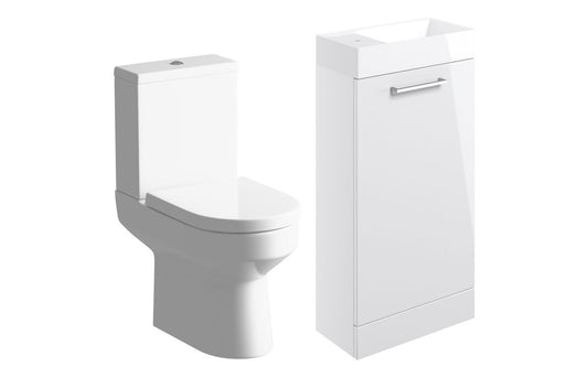 Howden 410mm F/S Basin Unit & C/C Toilet Pack - White Gloss