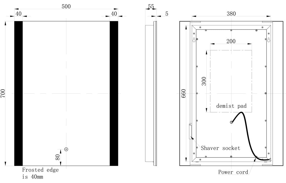 Cyra Rectangle Front-Lit LED Mirror