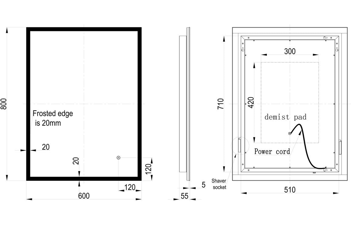 Solana  Rectangle Edge-Lit LED Mirror