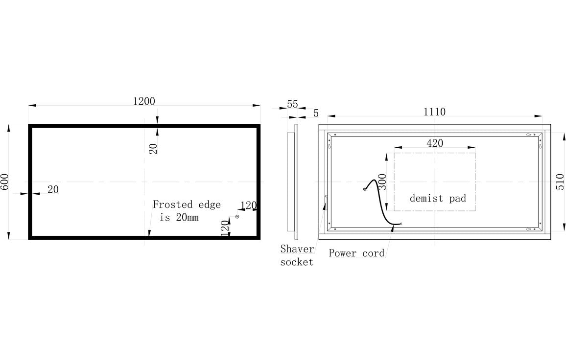 Solana  Rectangle Edge-Lit LED Mirror