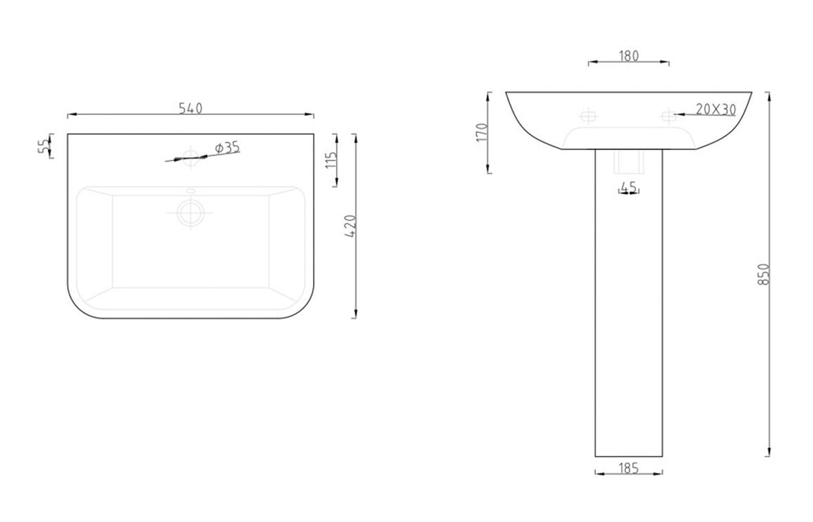 Bargain 1TH Basin & Full Pedestal