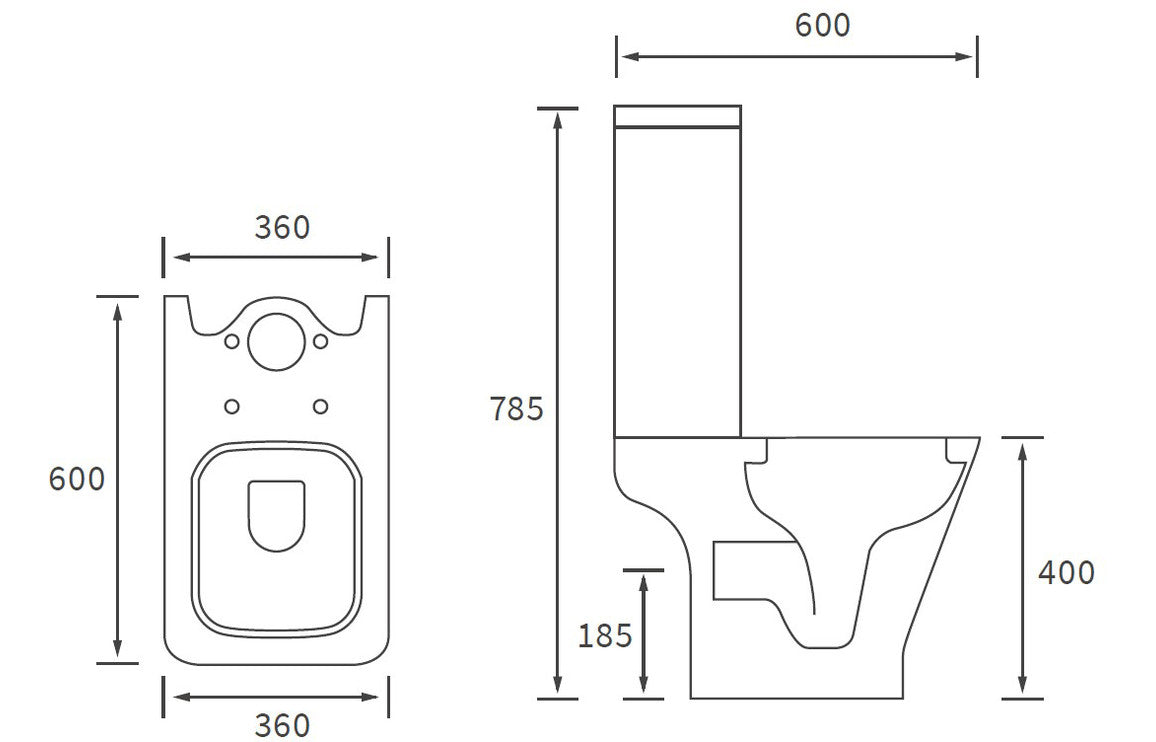 Cedarwood Close Coupled Open Back WC & Wrapover Soft Close Seat