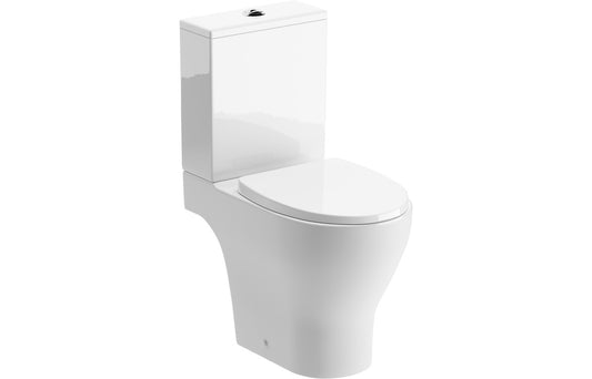 Lucy Rimless Short Projection Close Coupled Open Back WC & Soft Close Seat