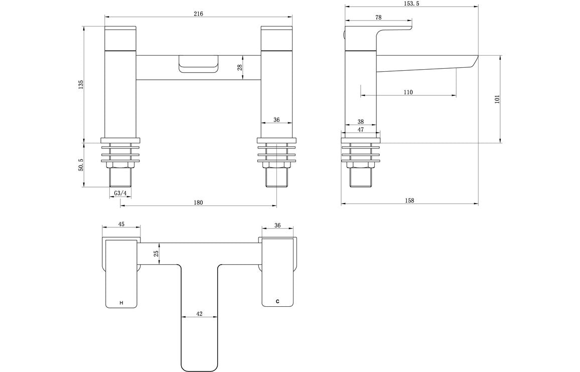 Linview Bath Filler - Chrome