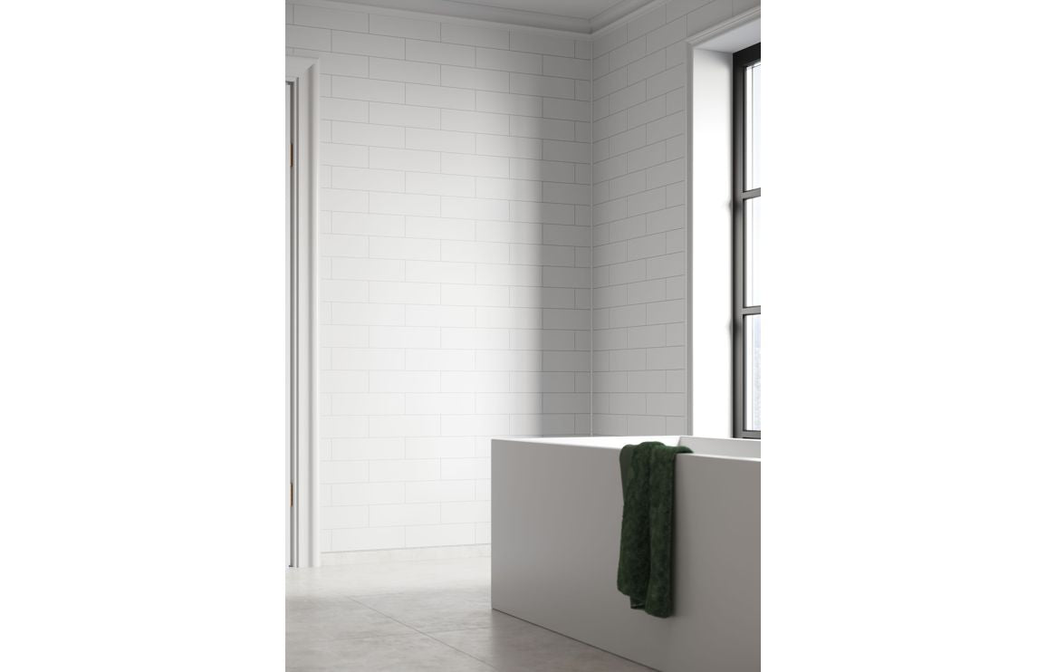 Fibo Urban - White Silk (Metro Brick) Waterproof Wall Panel