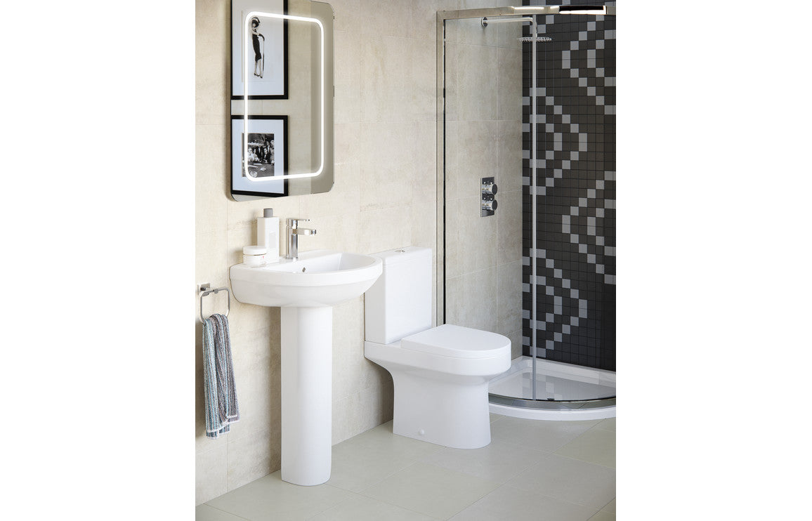 Aberlady Rimless Close Coupled Toilet with Soft Close Seat - Open Back