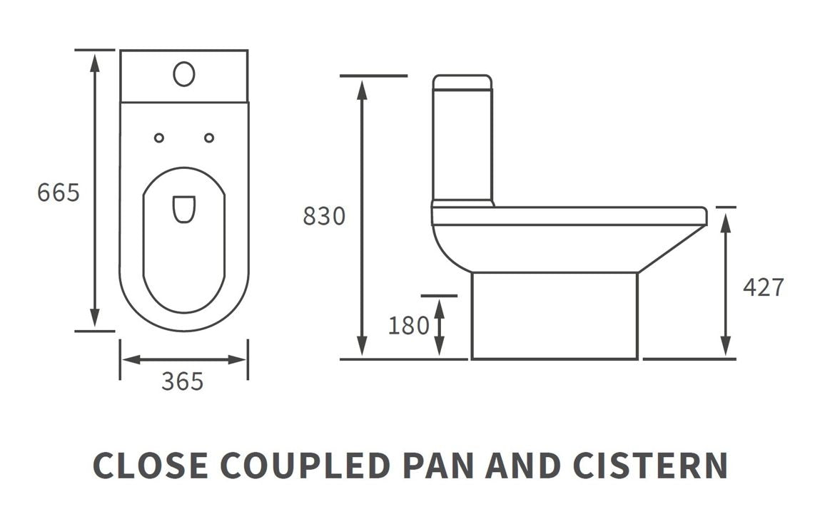 Aberlady Rimless Close Coupled Toilet with Soft Close Seat - Open Back