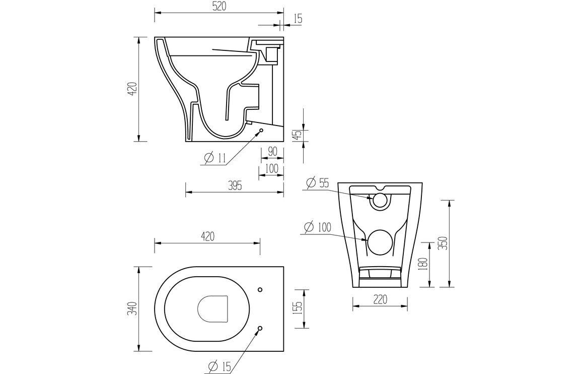 Lily Rimless Back To Wall WC & Soft Close Seat