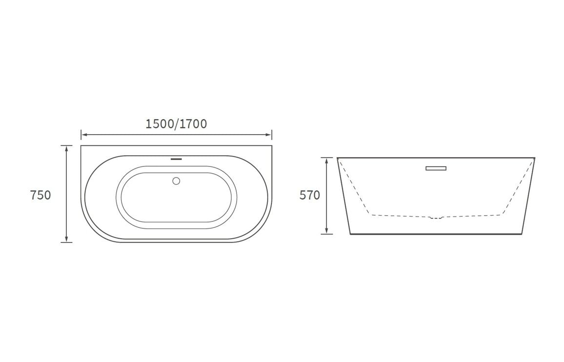 Linton Freestanding 1700x750x570mm 0TH Bath