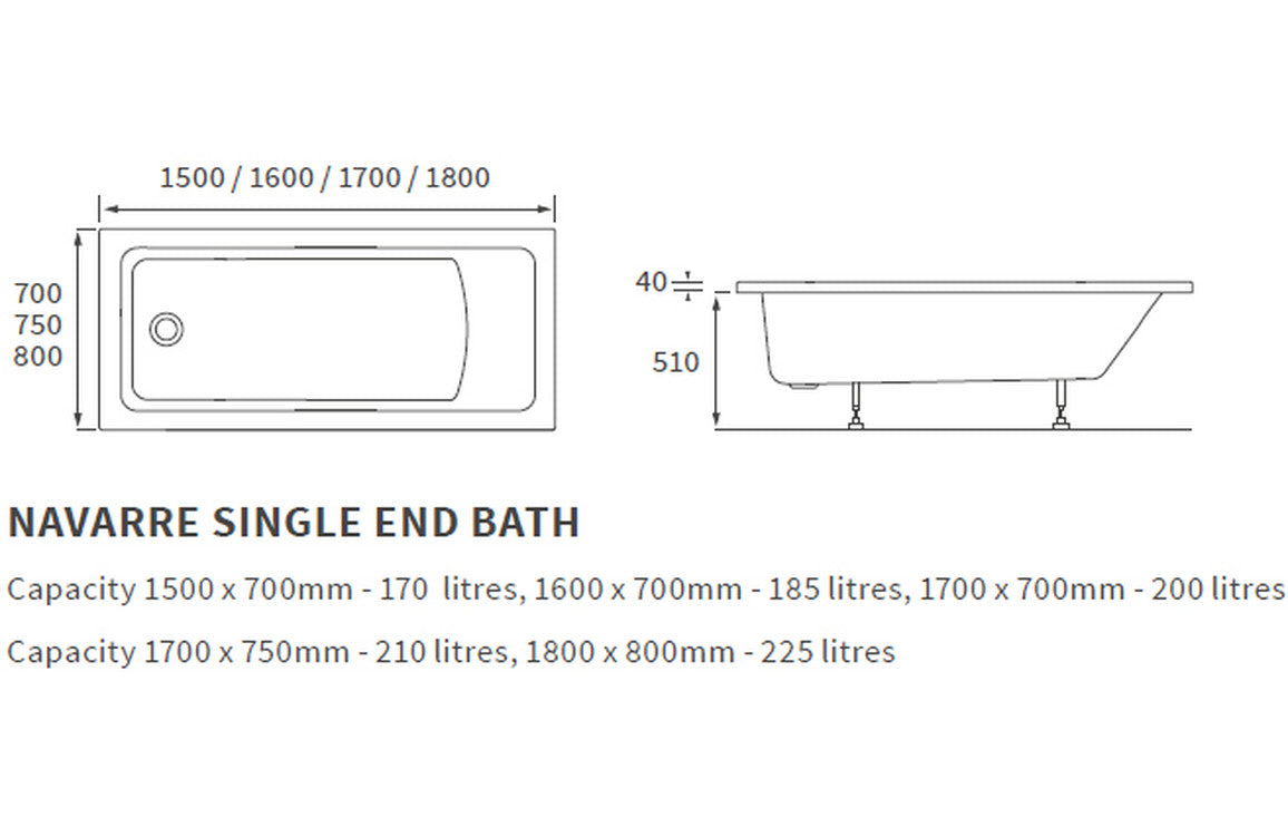 Square Single Ended 0TH Bath w/Legs