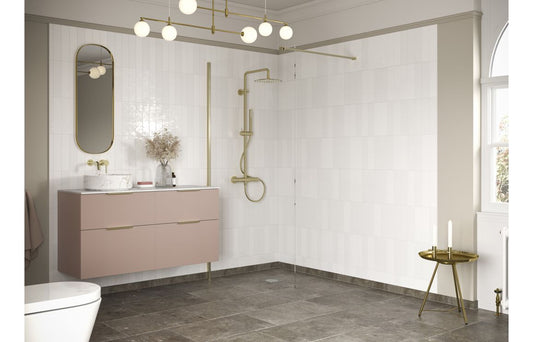 Wetroom Panel & Support Bar - Brushed Brass